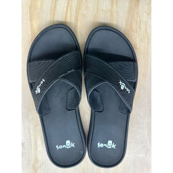 Sanuk 9 M Beach Walker Slide Sandal Excellent Black - Picture 1 of 4